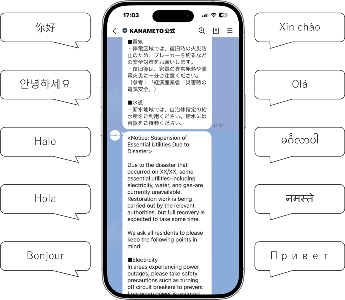 KANAMETOの自動翻訳は全20言語に対応